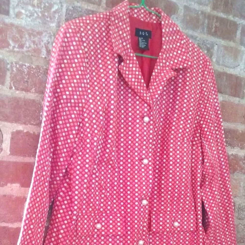 R.Q.T Pink Orange White Multicolor Cotton Jacket Blazer Overcoat Women Size 10